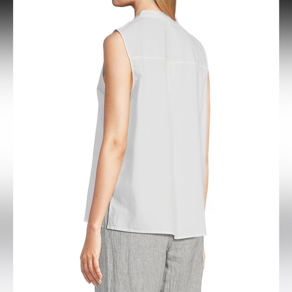 NWT Eileen Fisher Washed Organic Cotton Poplin Sleeveless Shirt - Picture 10 of 11